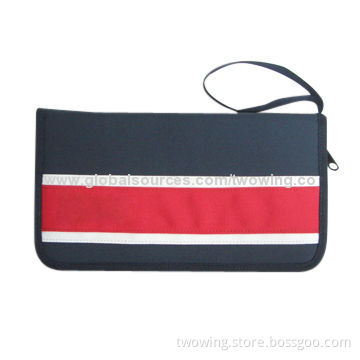 Passport holder, 600D polyester fabric, PP webbing loop for handle